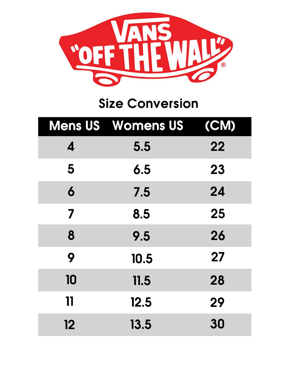 vans sizing help