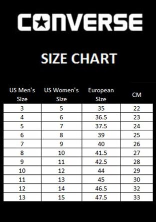 converse size chart cm