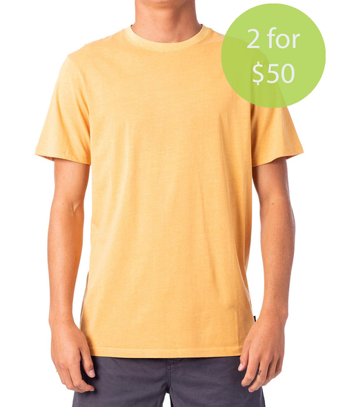 2FOR50 PLAIN WASH TEE - BRIGHT YELLOW