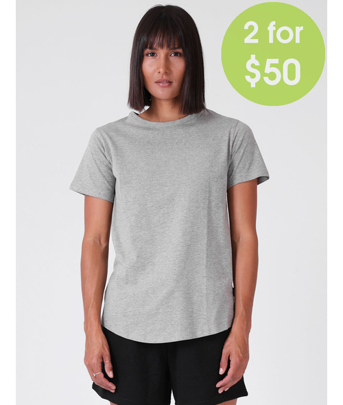 2FOR50 WOMENS DAILY TEE - GREY MARL