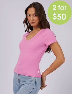 2FOR 50 LILY V NECK TEE-womens-Backdoor Surf