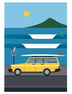 PERFECTLY PARKED - A4 PRINT-mens-Backdoor Surf